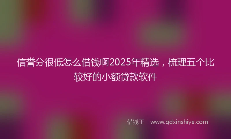 信誉分很低怎么借钱啊2025年精选，梳理五个比较好的小额贷款软件