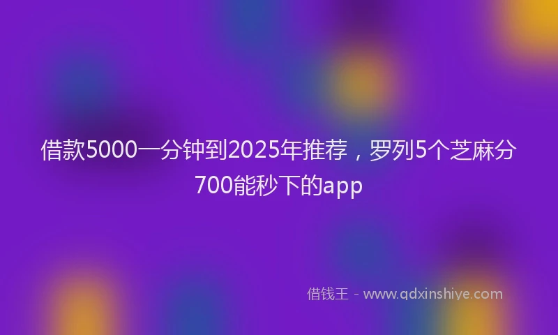 借款5000一分钟到2025年推荐，罗列5个芝麻分700能秒下的app