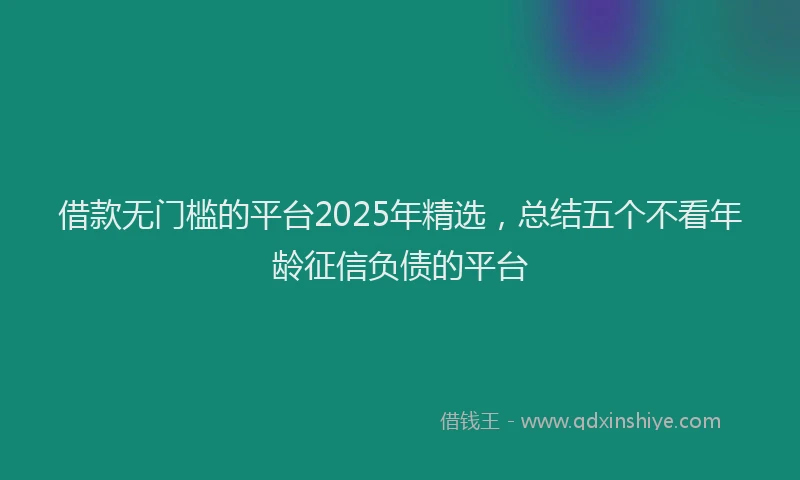 借款无门槛的平台2025年精选，总结五个不看年龄征信负债的平台