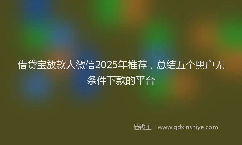 借贷宝放款人微信2025年推荐，总结五个黑户无条件下款的平台