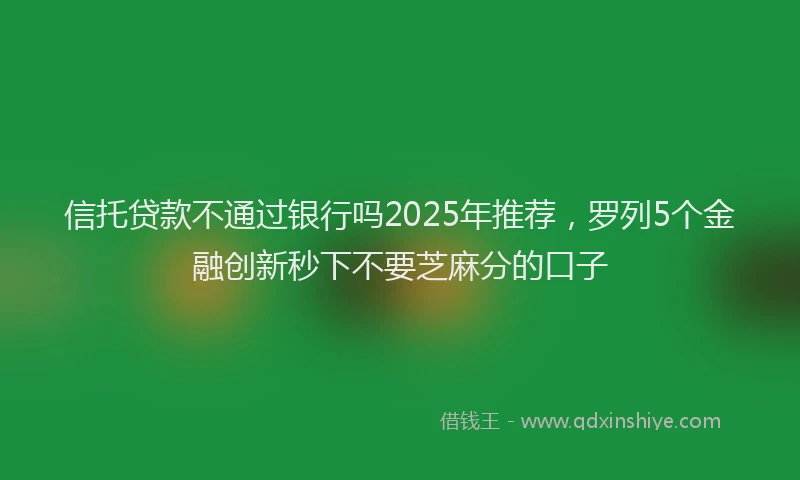 信托贷款不通过银行吗2025年推荐，罗列5个金融创新秒下不要芝麻分的口子