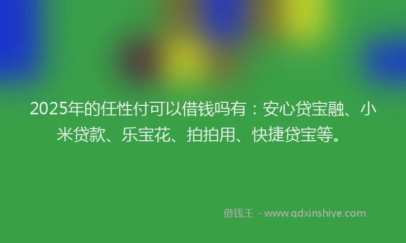 2025年的任性付可以借钱吗有：安心贷宝融、小米贷款、乐宝花、拍拍用、快捷贷宝等。