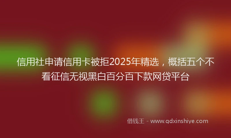 信用社申请信用卡被拒2025年精选，概括五个不看征信无视黑白百分百下款网贷平台