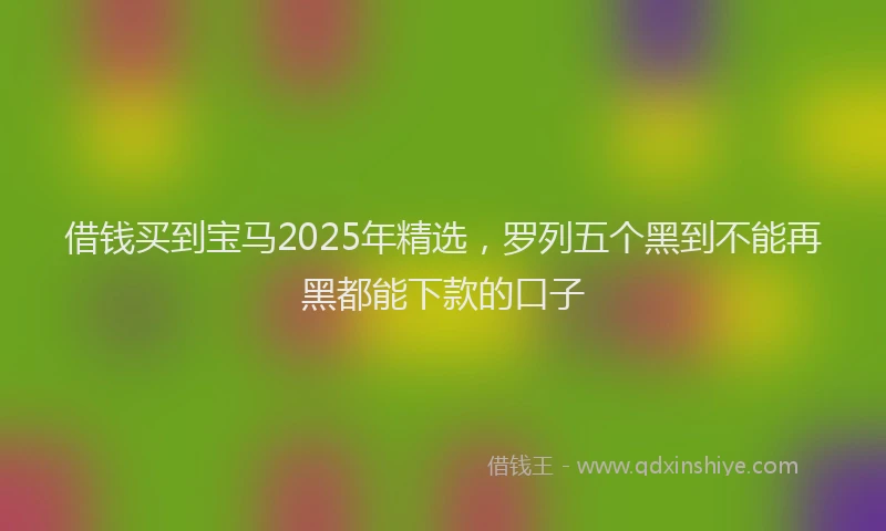 借钱买到宝马2025年精选，罗列五个黑到不能再黑都能下款的口子