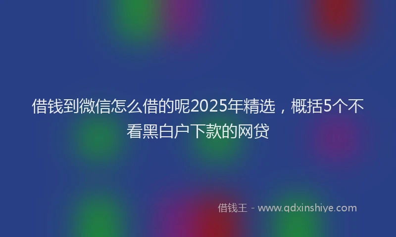 借钱到微信怎么借的呢2025年精选，概括5个不看黑白户下款的网贷