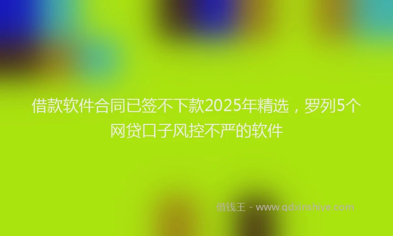 借款软件合同已签不下款2025年精选，罗列5个网贷口子风控不严的软件