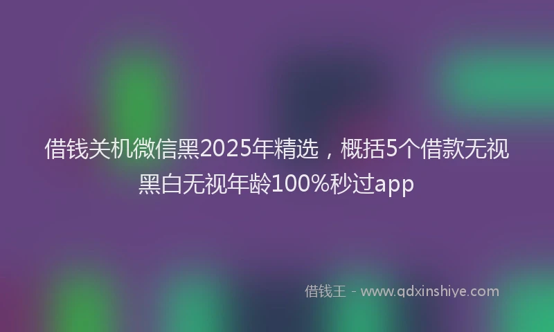 借钱关机微信黑2025年精选，概括5个借款无视黑白无视年龄100%秒过app