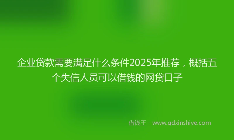 企业贷款需要满足什么条件2025年推荐，概括五个失信人员可以借钱的网贷口子