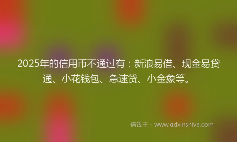 2025年的信用币不通过有：新浪易借、现金易贷通、小花钱包、急速贷、小金象等。