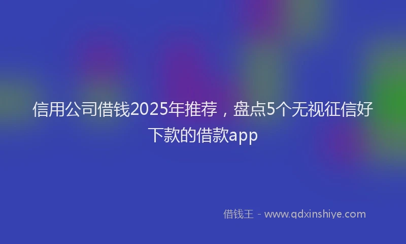 信用公司借钱2025年推荐，盘点5个无视征信好下款的借款app