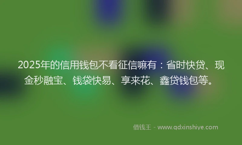 2025年的信用钱包不看征信嘛有：省时快贷、现金秒融宝、钱袋快易、享来花、鑫贷钱包等。