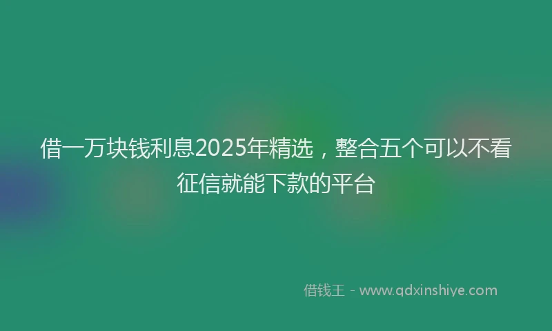 借一万块钱利息2025年精选，整合五个可以不看征信就能下款的平台