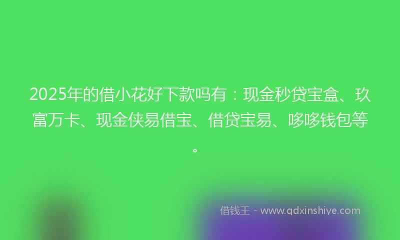2025年的借小花好下款吗有：现金秒贷宝盒、玖富万卡、现金侠易借宝、借贷宝易、哆哆钱包等。