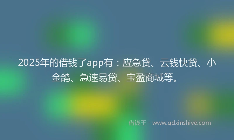 2025年的借钱了app有：应急贷、云钱快贷、小金鸽、急速易贷、宝盈商城等。
