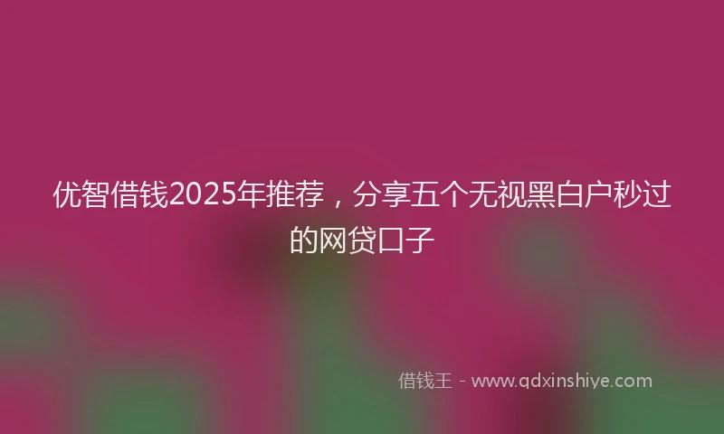 优智借钱2025年推荐，分享五个无视黑白户秒过的网贷口子