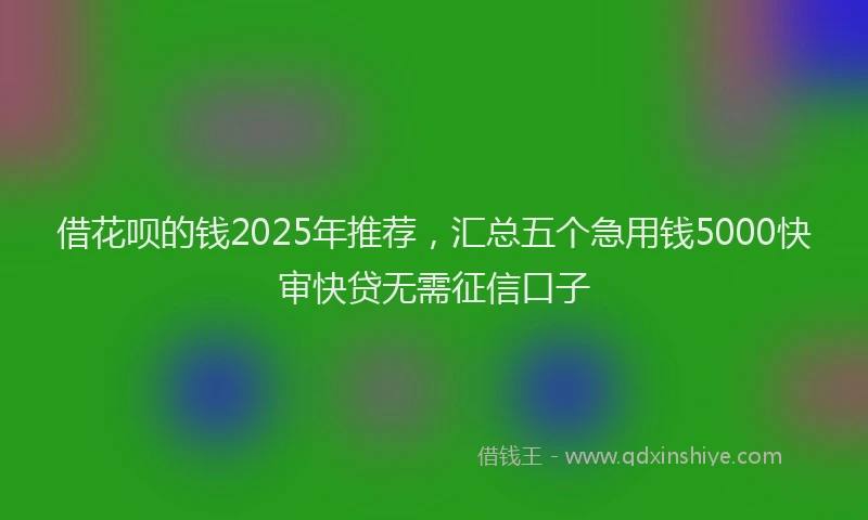 借花呗的钱2025年推荐，汇总五个急用钱5000快审快贷无需征信口子