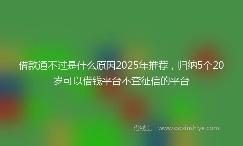 借款通不过是什么原因2025年推荐，归纳5个20岁可以借钱平台不查征信的平台