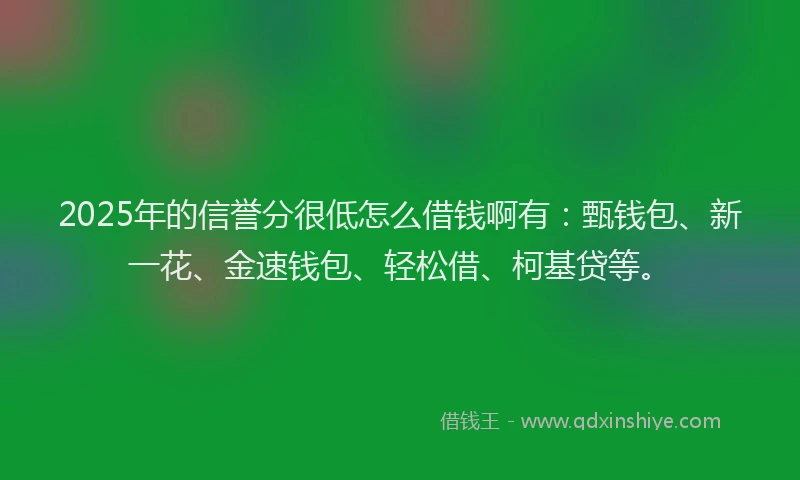 2025年的信誉分很低怎么借钱啊有：甄钱包、新一花、金速钱包、轻松借、柯基贷等。