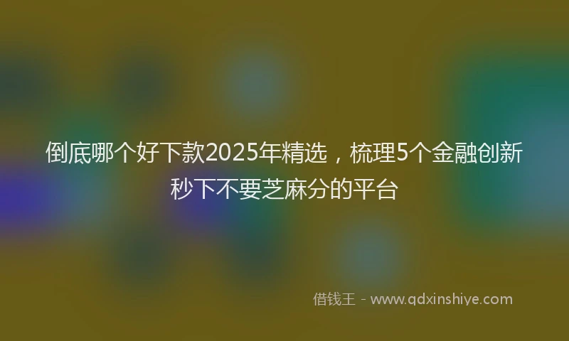 倒底哪个好下款2025年精选，梳理5个金融创新秒下不要芝麻分的平台