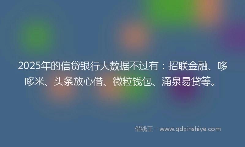 2025年的信贷银行大数据不过有：招联金融、哆哆米、头条放心借、微粒钱包、涌泉易贷等。
