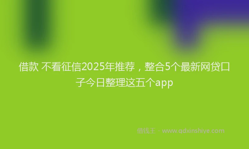 借款 不看征信2025年推荐，整合5个最新网贷口子今日整理这五个app