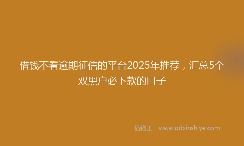 借钱不看逾期征信的平台2025年推荐，汇总5个双黑户必下款的口子