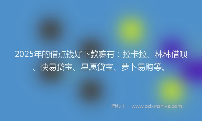 2025年的借点钱好下款嘛有：拉卡拉、林林借呗、快易贷宝、星愿贷宝、萝卜易购等。