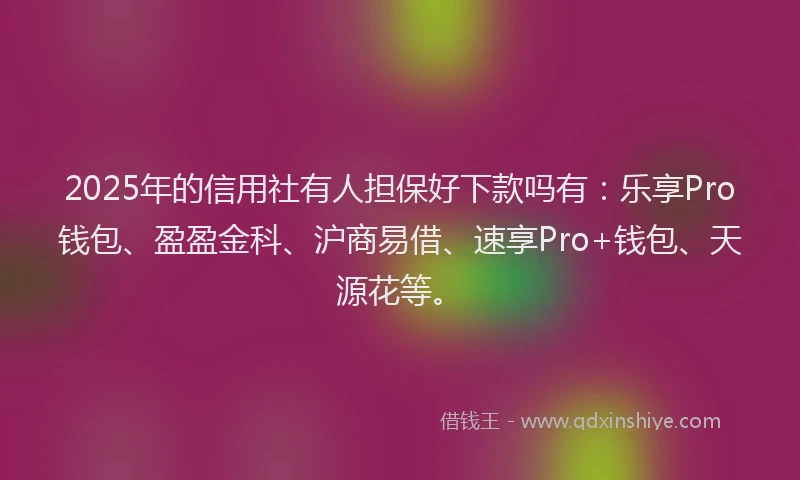 2025年的信用社有人担保好下款吗有：乐享Pro钱包、盈盈金科、沪商易借、速享Pro+钱包、天源花等。