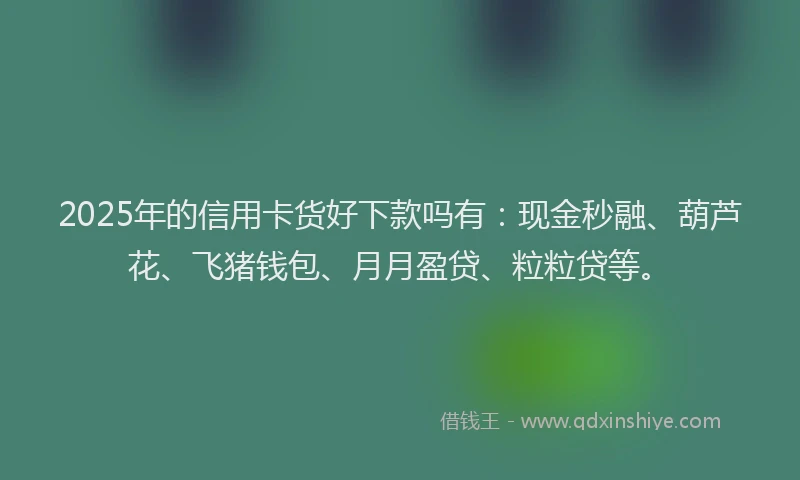 2025年的信用卡货好下款吗有：现金秒融、葫芦花、飞猪钱包、月月盈贷、粒粒贷等。