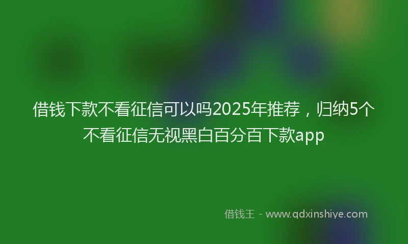 借钱下款不看征信可以吗2025年推荐，归纳5个不看征信无视黑白百分百下款app