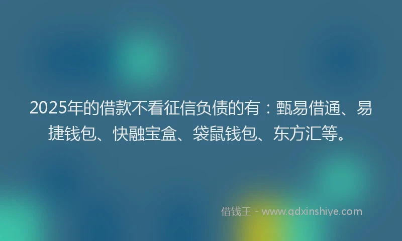 2025年的借款不看征信负债的有：甄易借通、易捷钱包、快融宝盒、袋鼠钱包、东方汇等。
