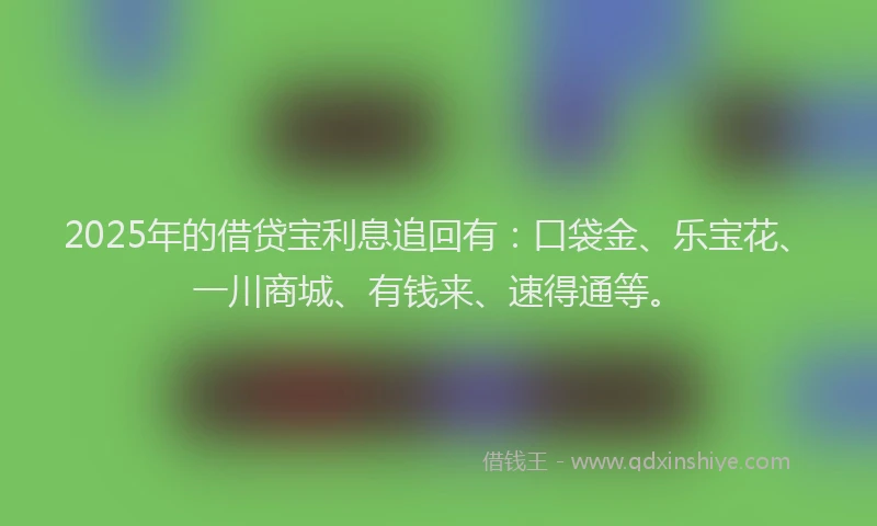 2025年的借贷宝利息追回有：口袋金、乐宝花、一川商城、有钱来、速得通等。