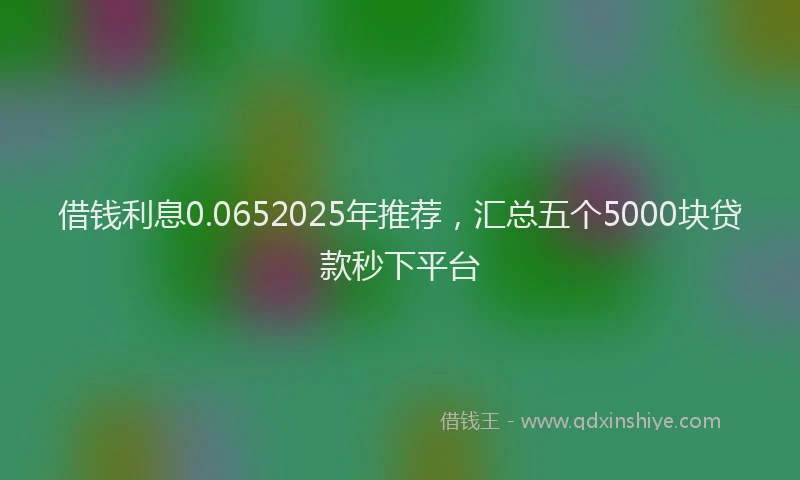 借钱利息0.0652025年推荐，汇总五个5000块贷款秒下平台