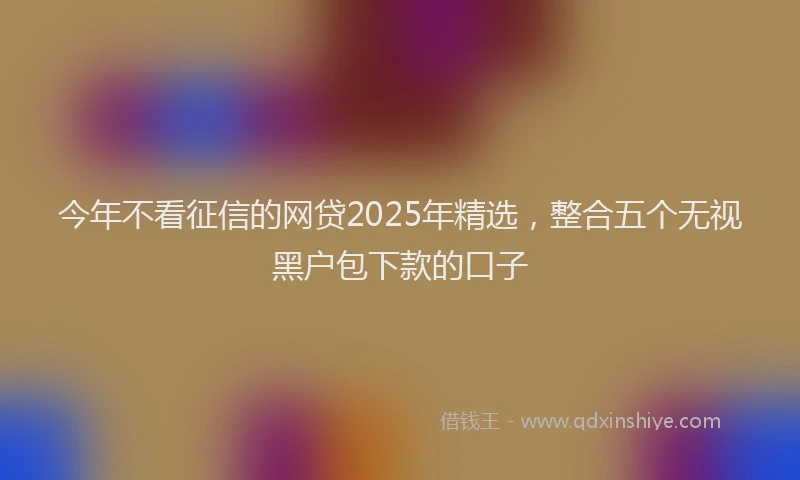 今年不看征信的网贷2025年精选，整合五个无视黑户包下款的口子