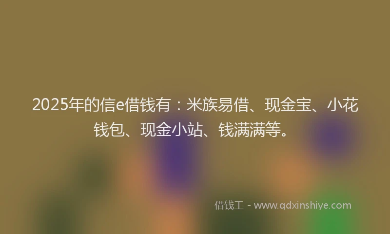 2025年的信e借钱有：米族易借、现金宝、小花钱包、现金小站、钱满满等。