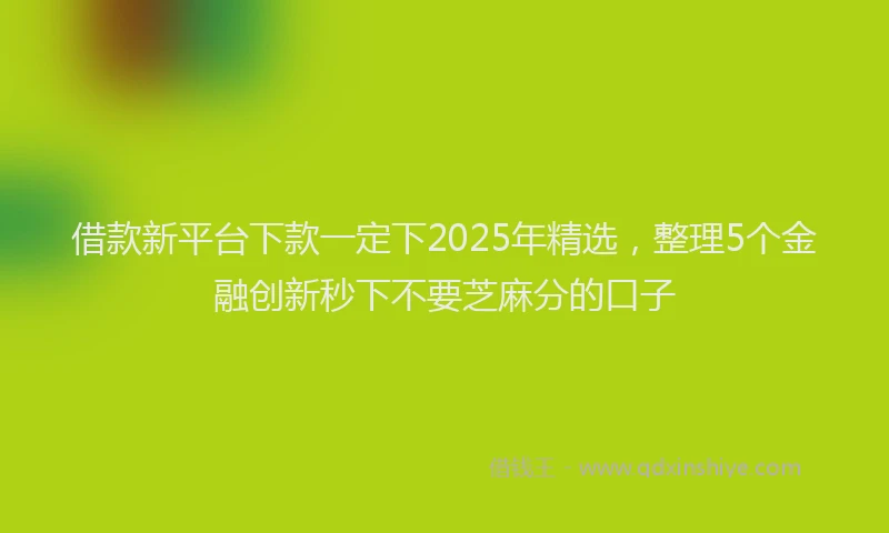 借款新平台下款一定下2025年精选，整理5个金融创新秒下不要芝麻分的口子
