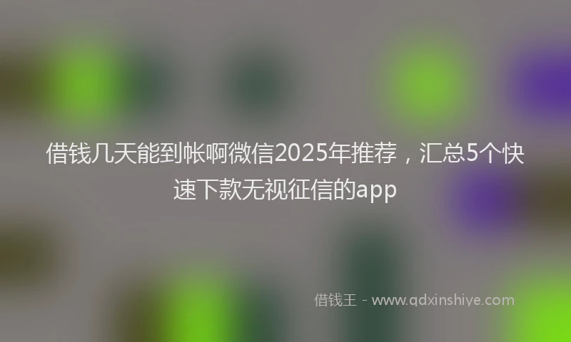 借钱几天能到帐啊微信2025年推荐，汇总5个快速下款无视征信的app