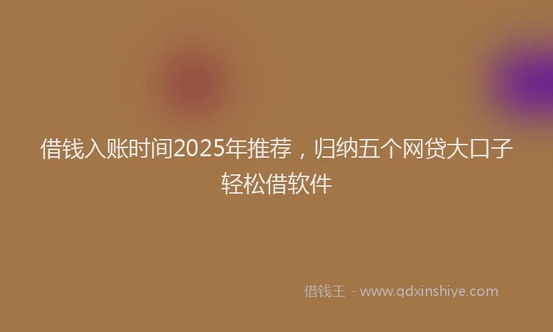 借钱入账时间2025年推荐，归纳五个网贷大口子轻松借软件