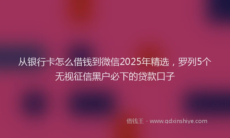 从银行卡怎么借钱到微信2025年精选，罗列5个无视征信黑户必下的贷款口子