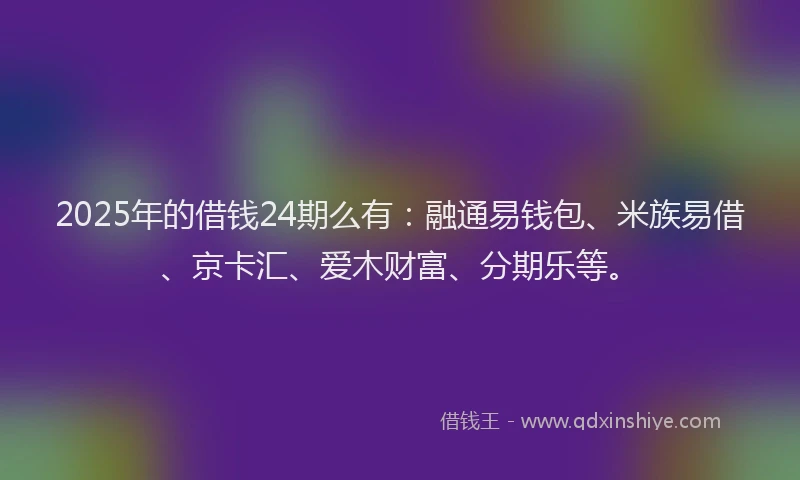 2025年的借钱24期么有：融通易钱包、米族易借、京卡汇、爱木财富、分期乐等。