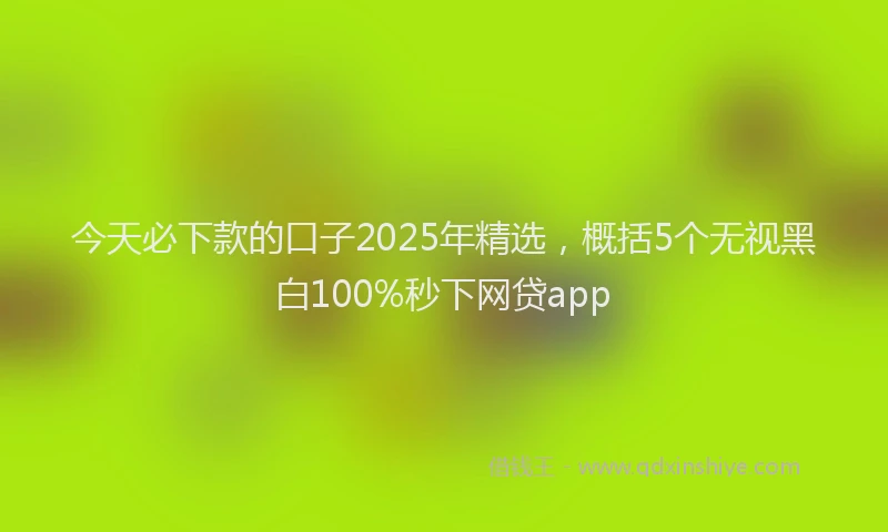 今天必下款的口子2025年精选，概括5个无视黑白100%秒下网贷app