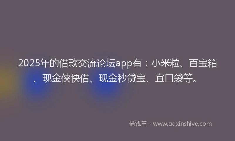 2025年的借款交流论坛app有：小米粒、百宝箱、现金侠快借、现金秒贷宝、宜口袋等。
