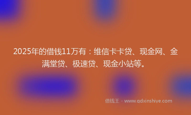 2025年的借钱11万有：维信卡卡贷、现金网、金满堂贷、极速贷、现金小站等。