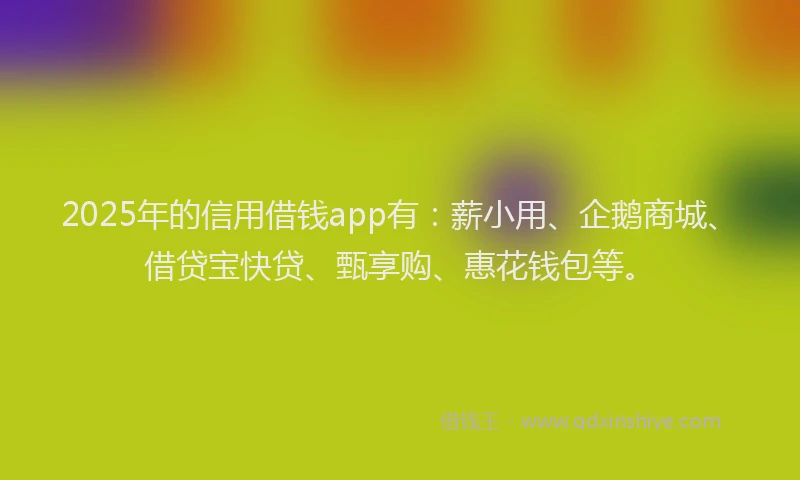 2025年的信用借钱app有：薪小用、企鹅商城、借贷宝快贷、甄享购、惠花钱包等。