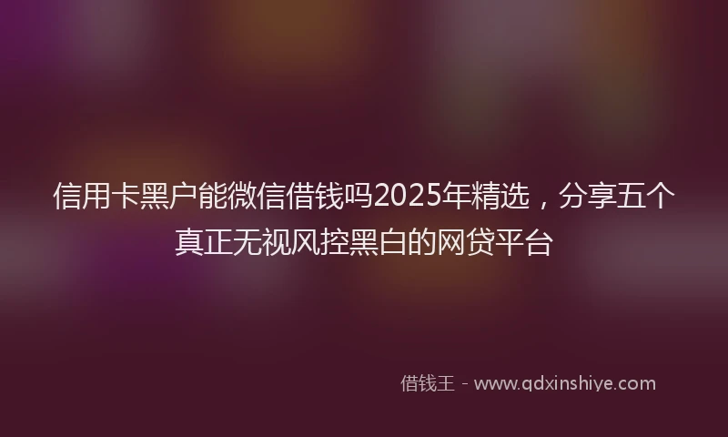 信用卡黑户能微信借钱吗2025年精选，分享五个真正无视风控黑白的网贷平台