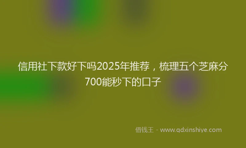 信用社下款好下吗2025年推荐，梳理五个芝麻分700能秒下的口子