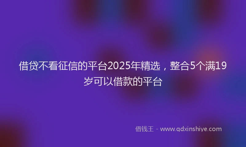 借贷不看征信的平台2025年精选，整合5个满19岁可以借款的平台