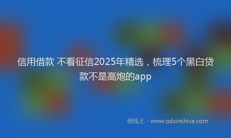 信用借款 不看征信2025年精选，梳理5个黑白贷款不是高炮的app