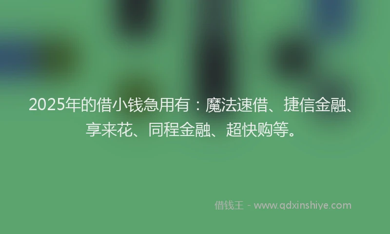 2025年的借小钱急用有：魔法速借、捷信金融、享来花、同程金融、超快购等。