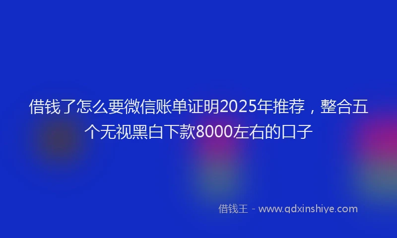 借钱了怎么要微信账单证明2025年推荐，整合五个无视黑白下款8000左右的口子